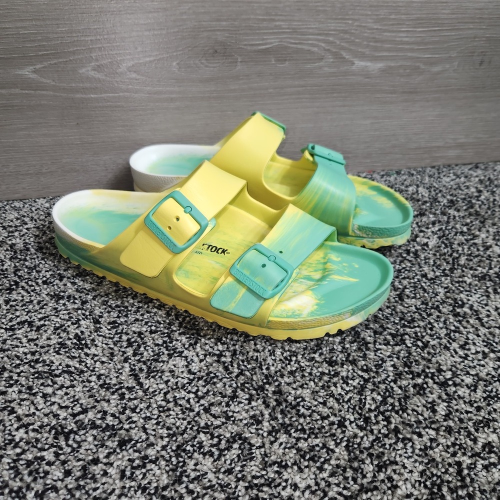 Birkenstock Arizona EVA Sandals Neon Tye Dye Green Yellow Womens 41 US 10 Buckle